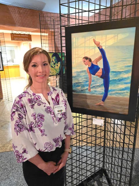 Iryna «Nizya» Borshchahivska on the exibition «Women's history month» with picture «Katya»